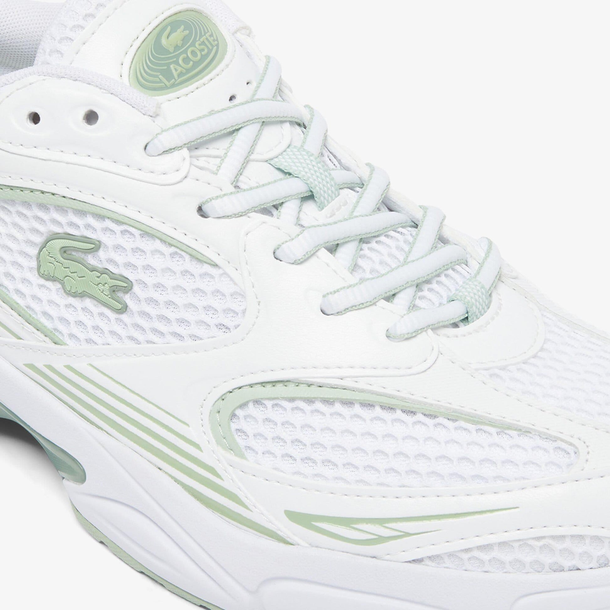 White-Light Green - Close up - Lacoste Mens Storm 96 2K Synthetic Leather Trainers
