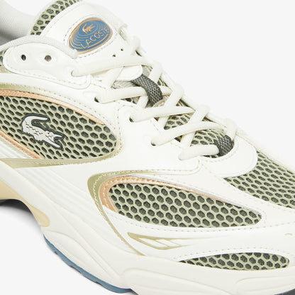 Khaki Green - Close up - Lacoste Mens Storm 96 2K Synthetic Leather Trainers