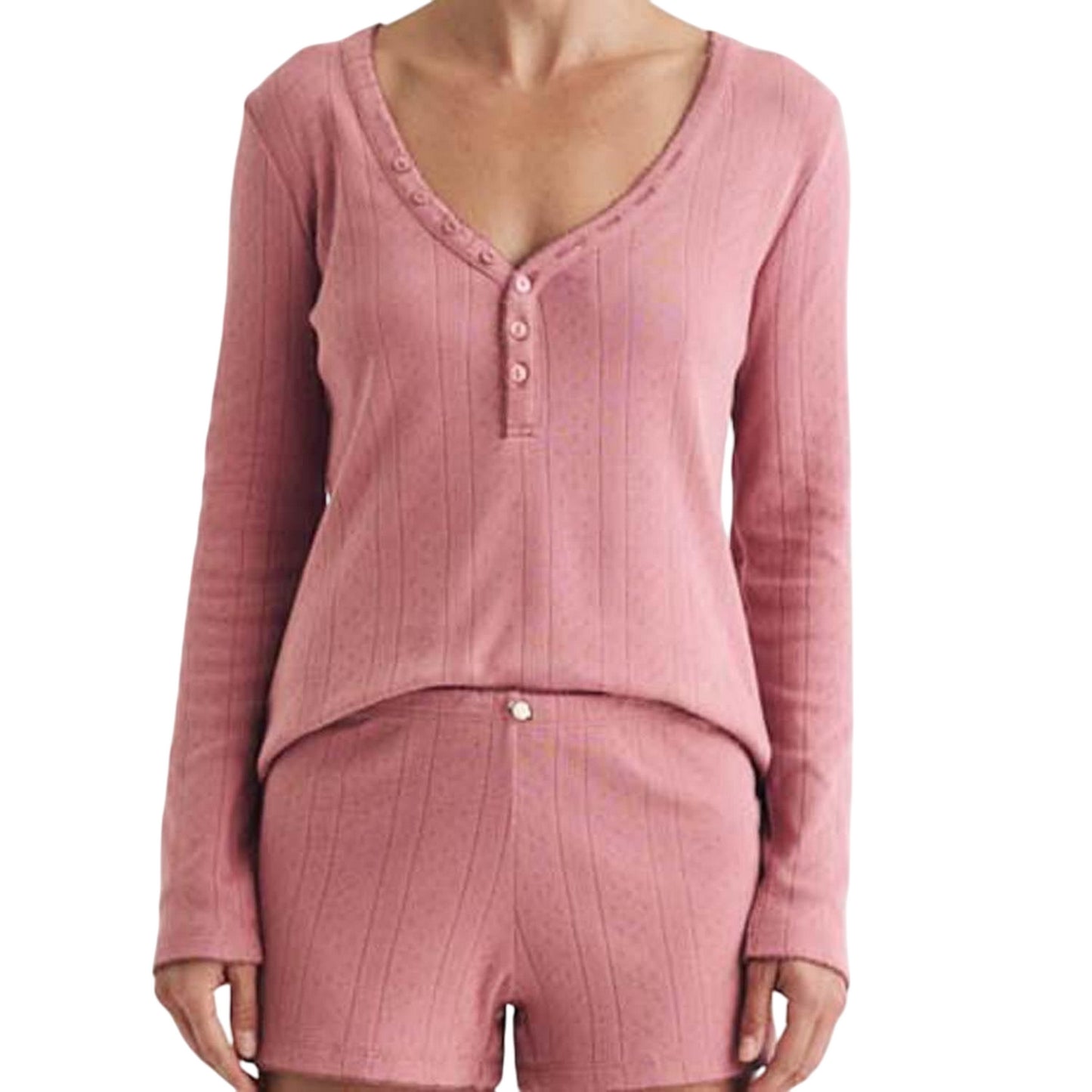 Pink - Side - Nobody´s Child Womens-Ladies Pointelle Pyjama Shorts