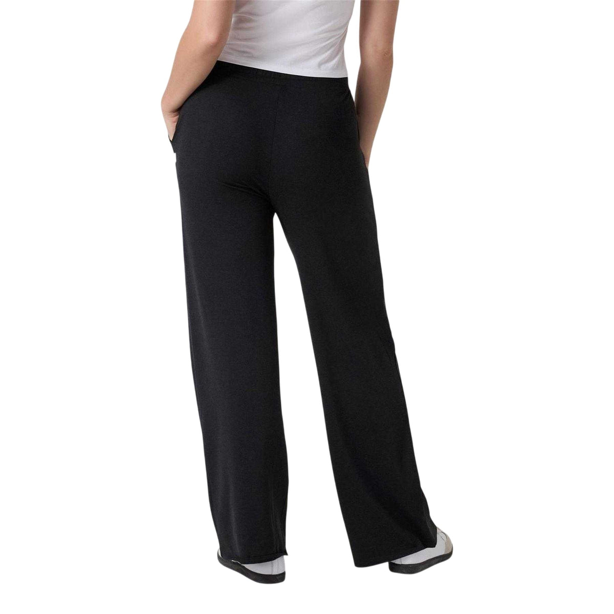 Black Heather Marl - Back - Vuori Womens Halo Essential Wide Leg Trousers