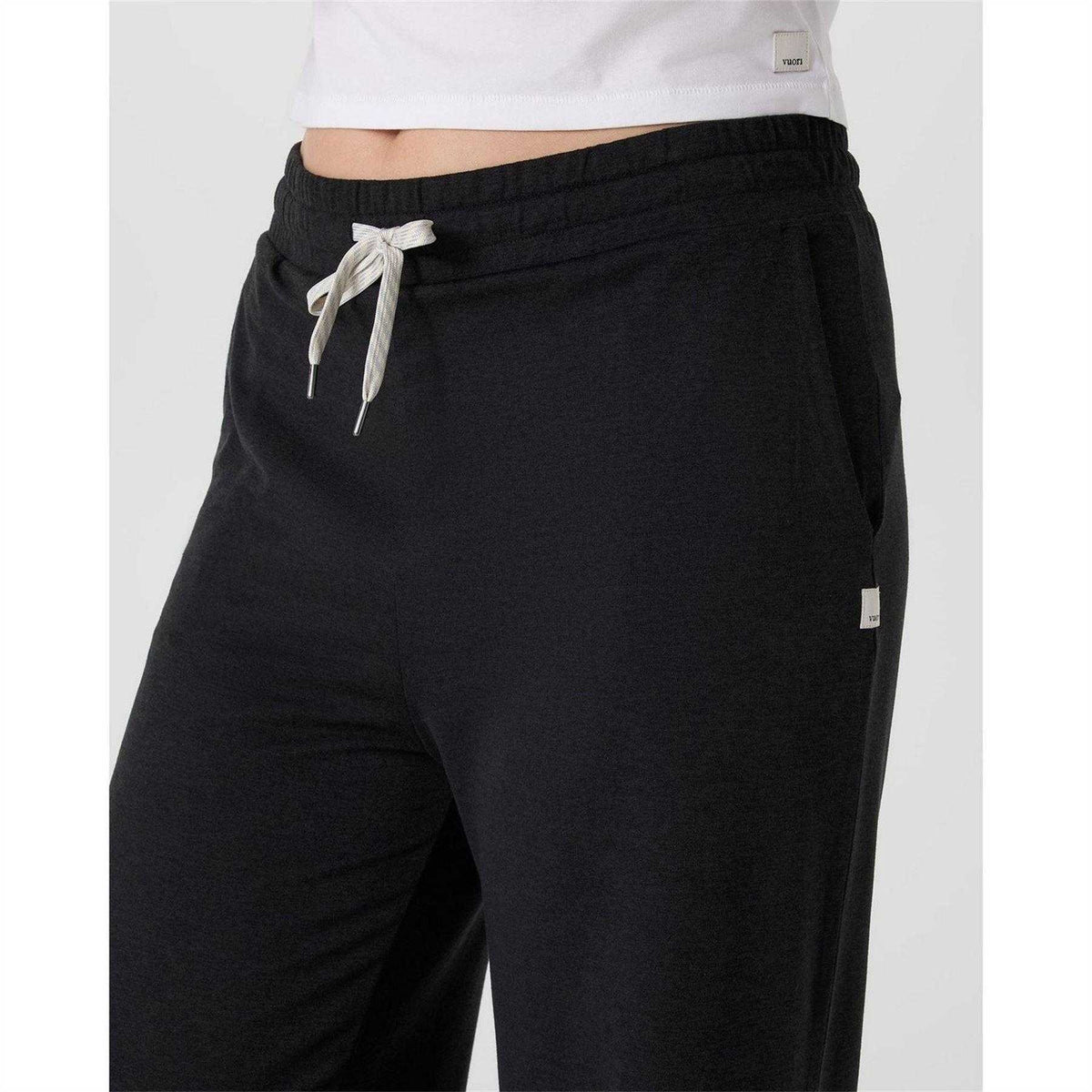 Black Heather Marl - Side - Vuori Womens Halo Essential Wide Leg Trousers