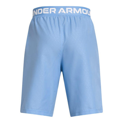Blue - Back - Under Armour Childrens-Kids HalfBack Woven Embossed Shorts