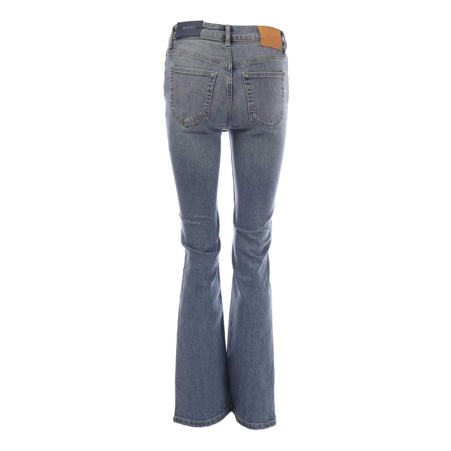 Light Blue - Back - Gant Womens-Ladies Flared Leg Jeans