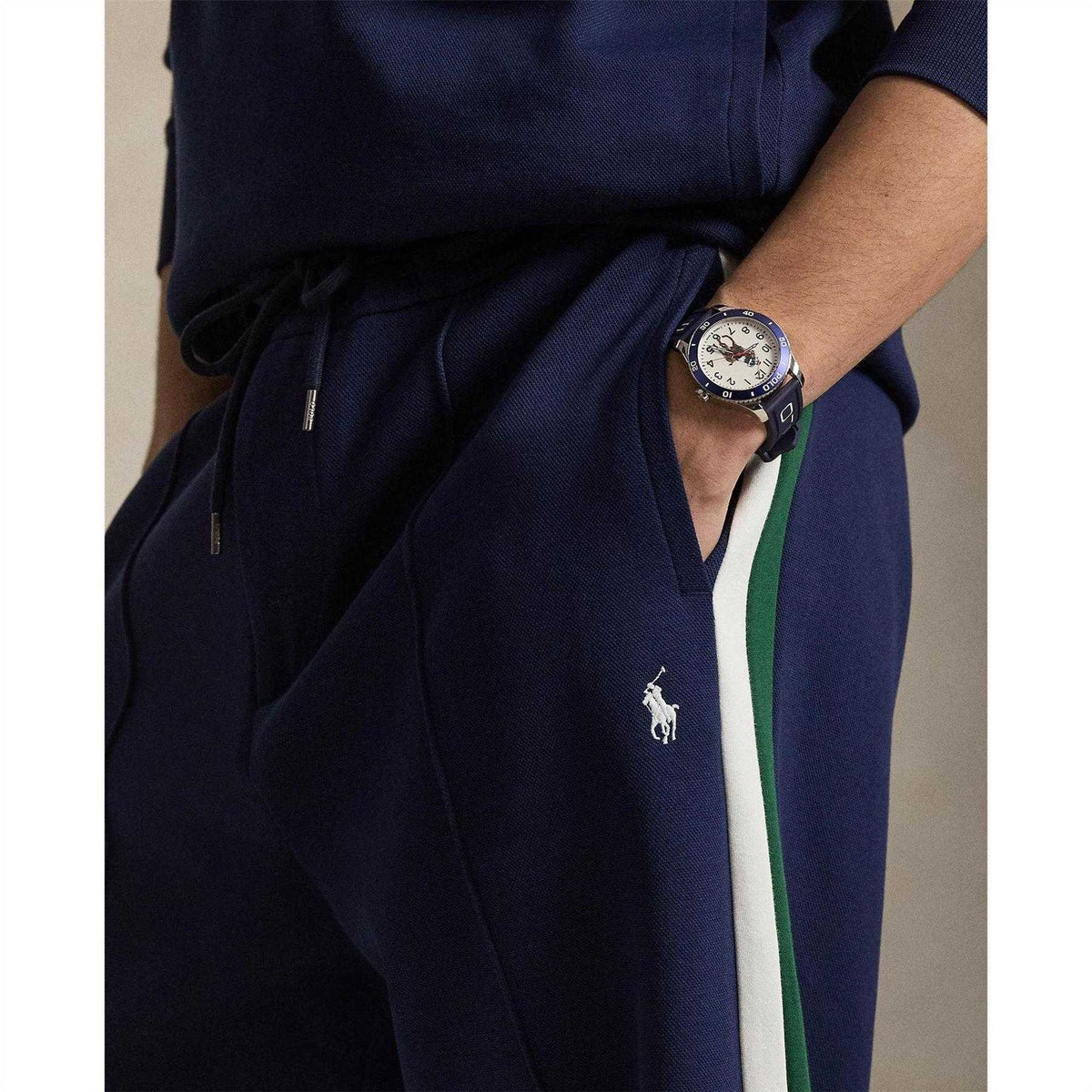 Navy - Side - Ralph Lauren Mens Embroidered Logo Relaxed Fit Joggers