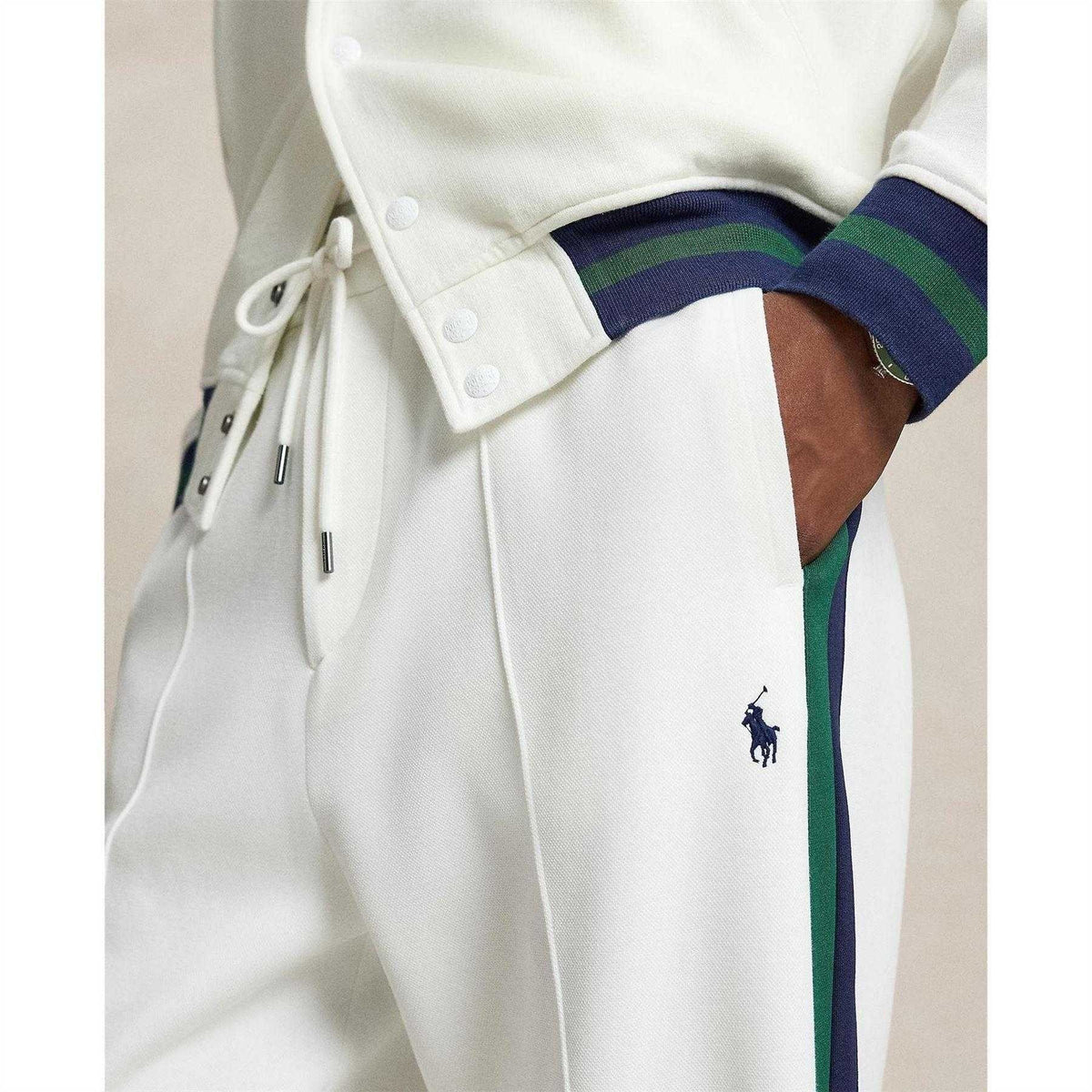 White - Side - Ralph Lauren Mens Embroidered Logo Relaxed Fit Joggers