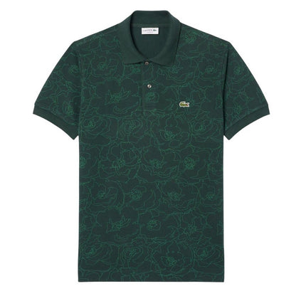 Green - Front - Lacoste Mens L.12.12 Floral Classic Polo Shirt