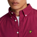Burgundy - Side - Lyle & Scott Mens Plain Oxford Shirt