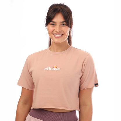 Pink - Side - Ellesse Womens-Ladies Celesi Crop T-Shirt