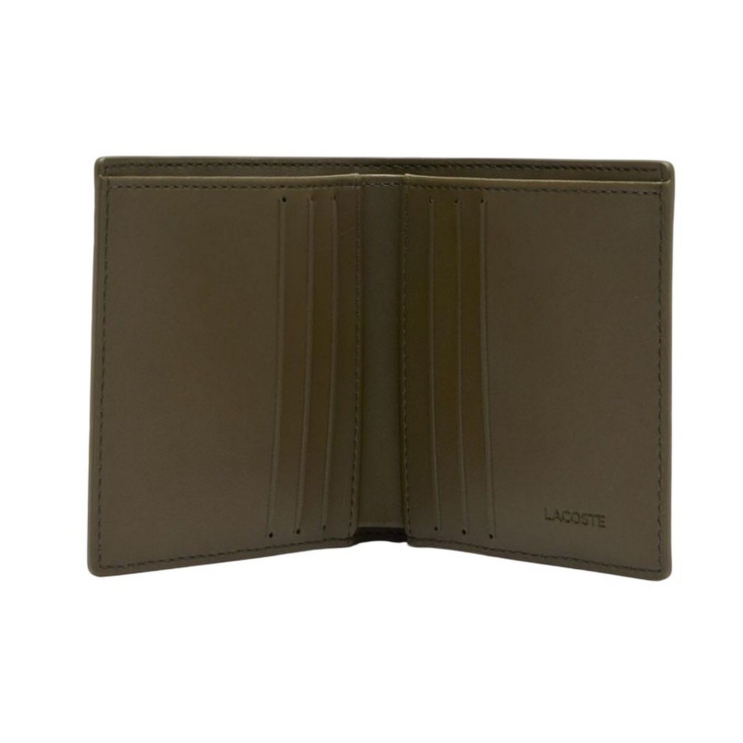 Green - Back - Lacoste Nomogramme Logo Leather Wallet