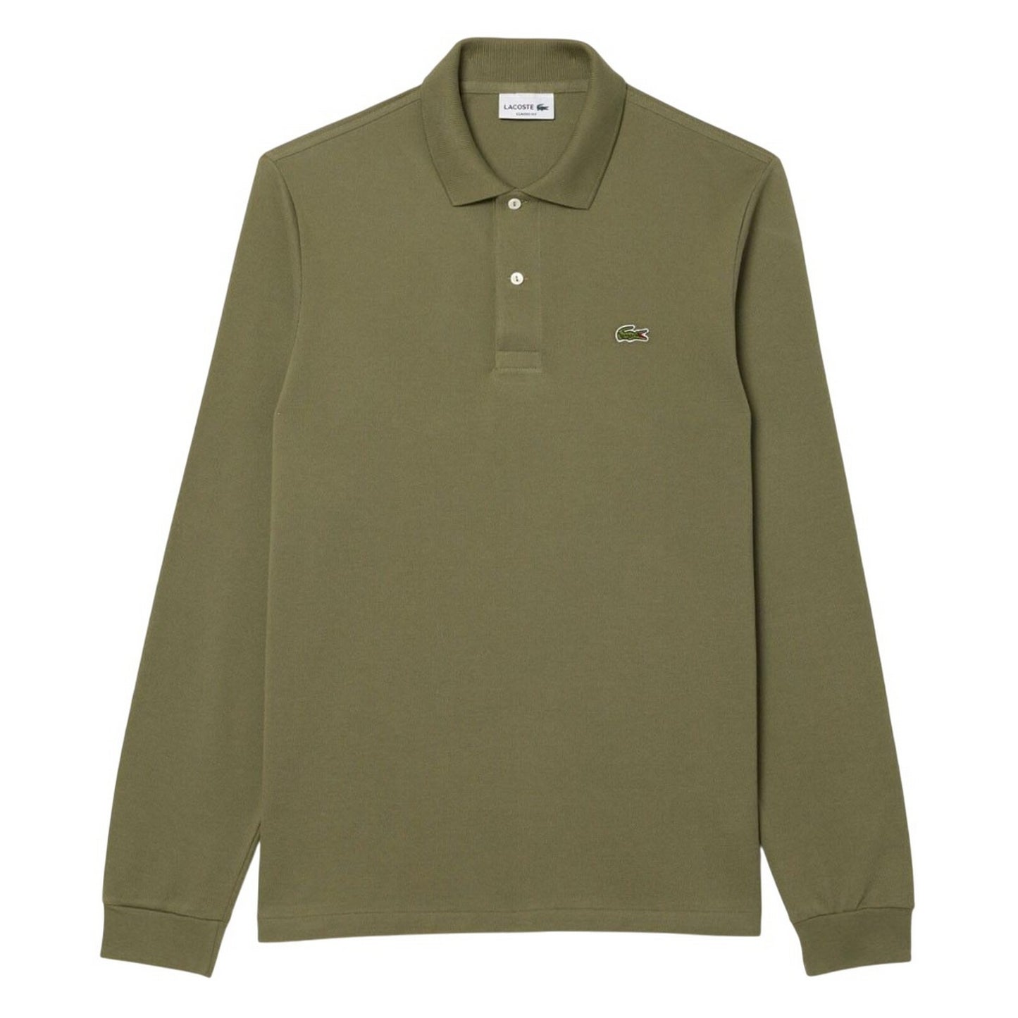 Khaki Green - Front - Lacoste Mens L.12.12 Classic Long-Sleeved Polo Shirt