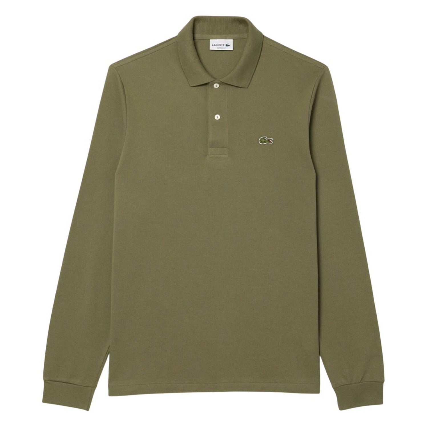 Khaki Green - Front - Lacoste Mens L.12.12 Classic Long-Sleeved Polo Shirt