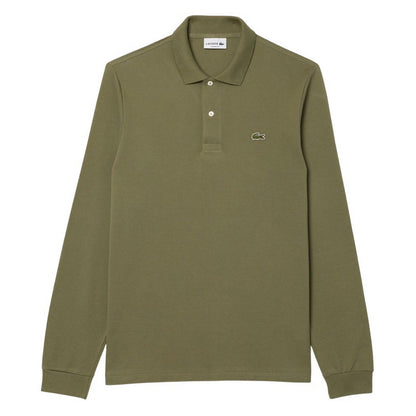 Khaki Green - Front - Lacoste Mens L.12.12 Classic Long-Sleeved Polo Shirt