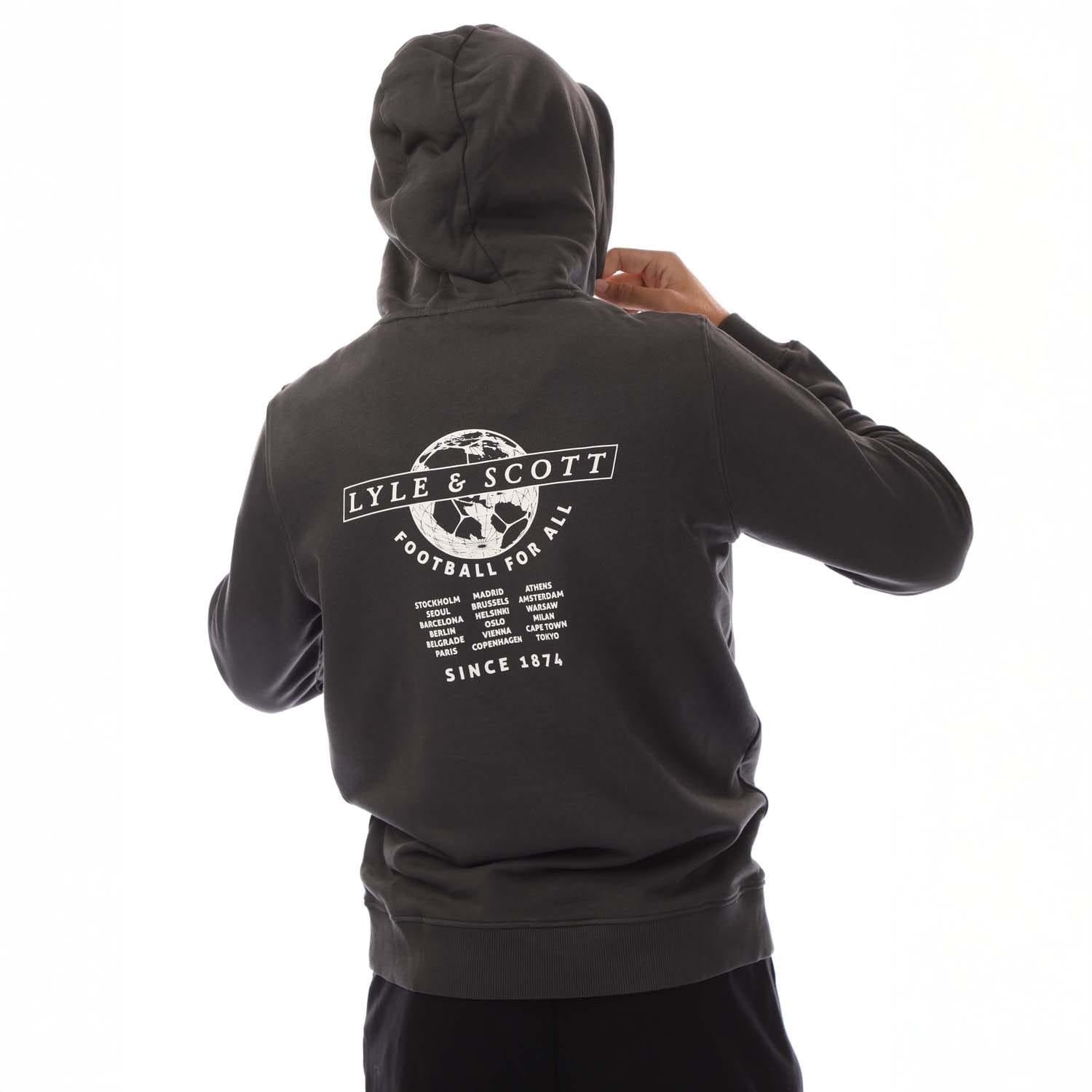 Gunmetal - Back - Lyle & Scott Mens Football World Hoodie