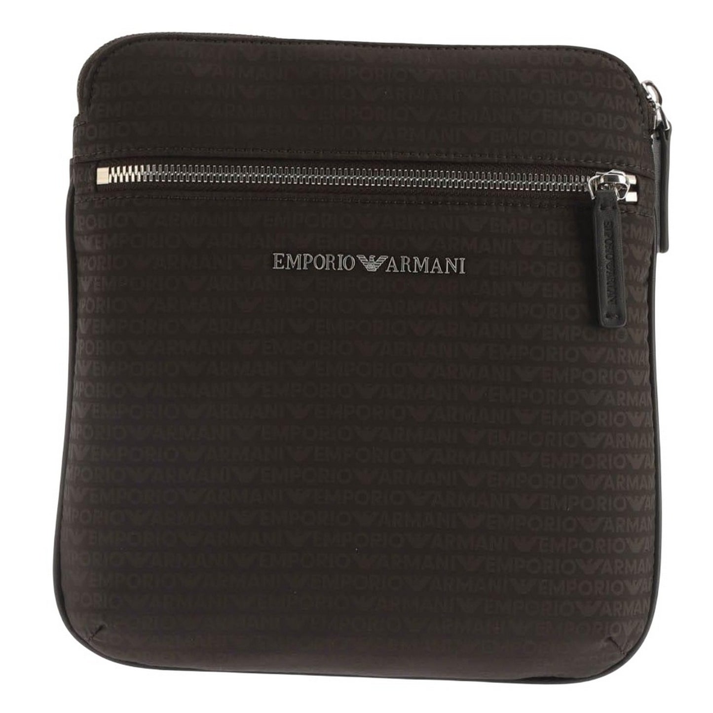 Black - Front - Emporio Armani Logo Jacquard All-Over Print Shoulder Bag