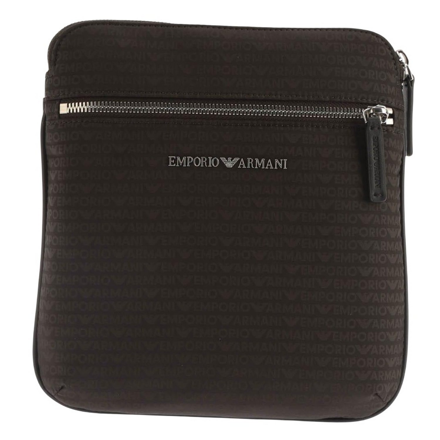Black - Front - Emporio Armani Logo Jacquard All-Over Print Shoulder Bag
