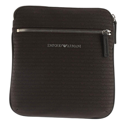 Black - Front - Emporio Armani Logo Jacquard All-Over Print Shoulder Bag