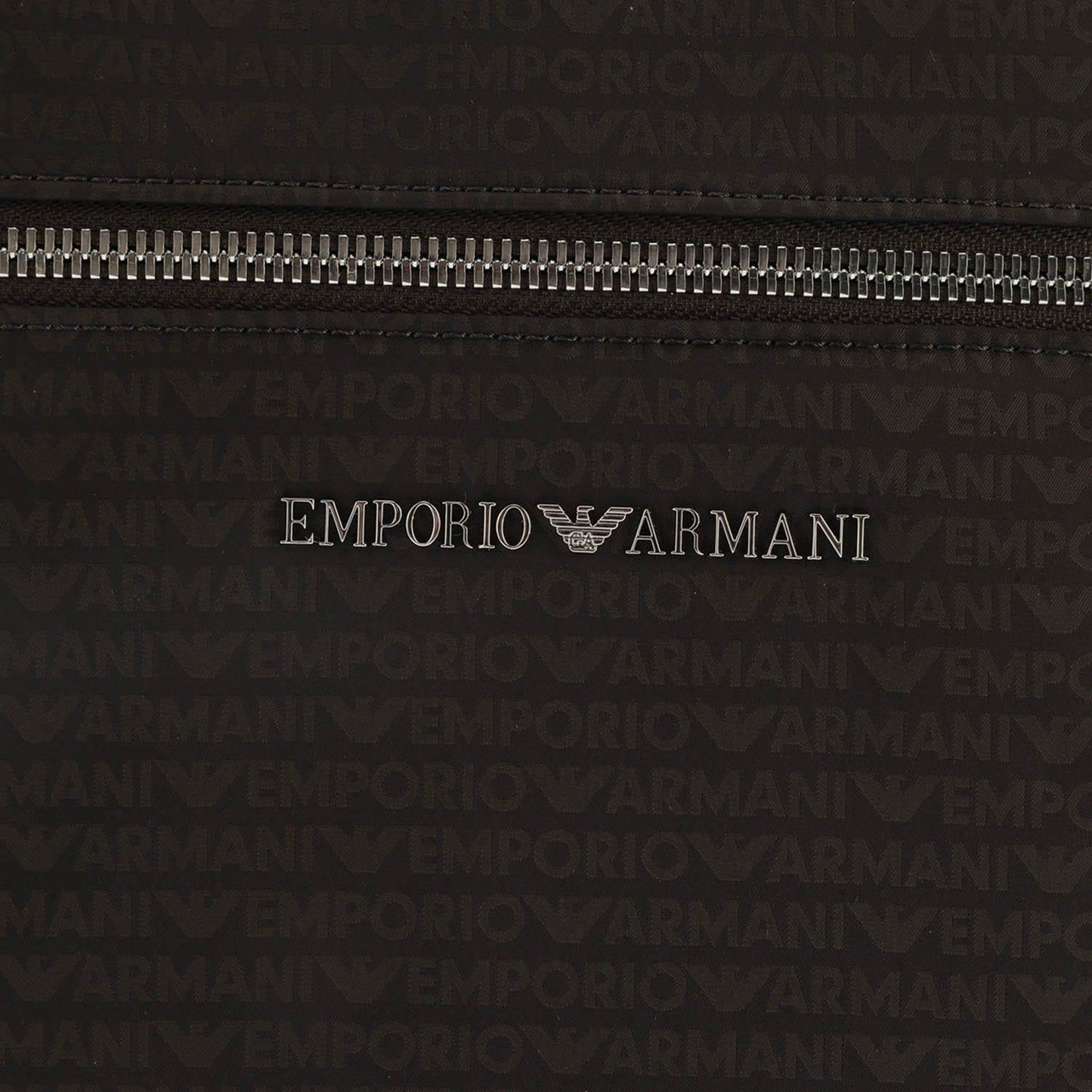 Black - Side - Emporio Armani Logo Jacquard All-Over Print Shoulder Bag