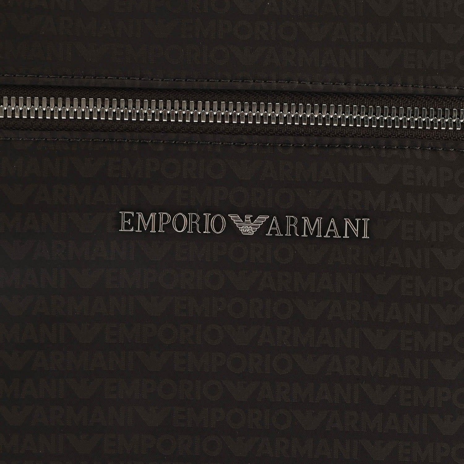 Black - Side - Emporio Armani Logo Jacquard All-Over Print Shoulder Bag