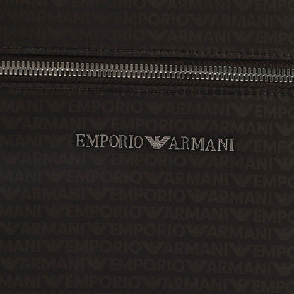 Black - Side - Emporio Armani Logo Jacquard All-Over Print Shoulder Bag