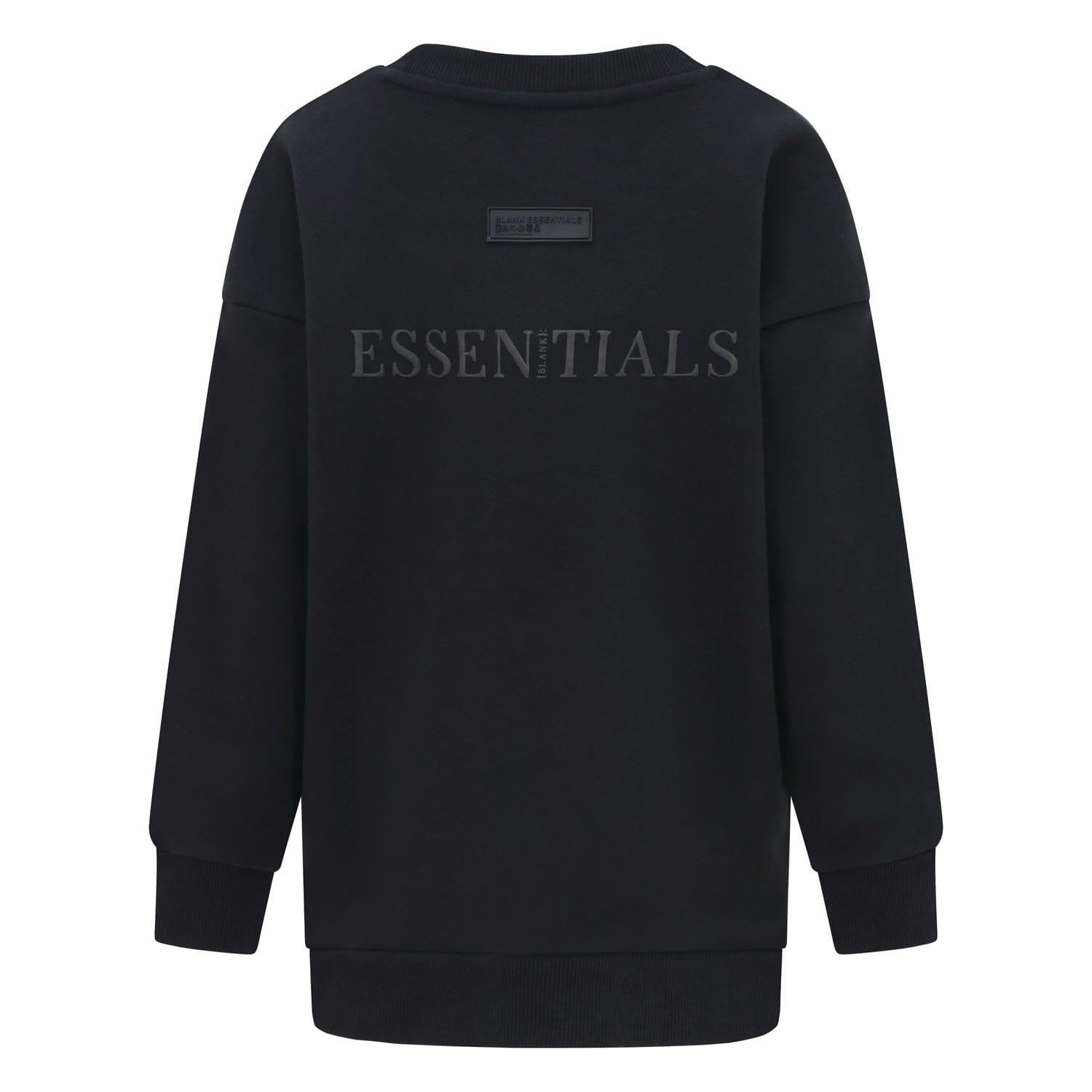 Black - Back - Blank Essentials Childrens-Kids Crew Neck Sweatshirt