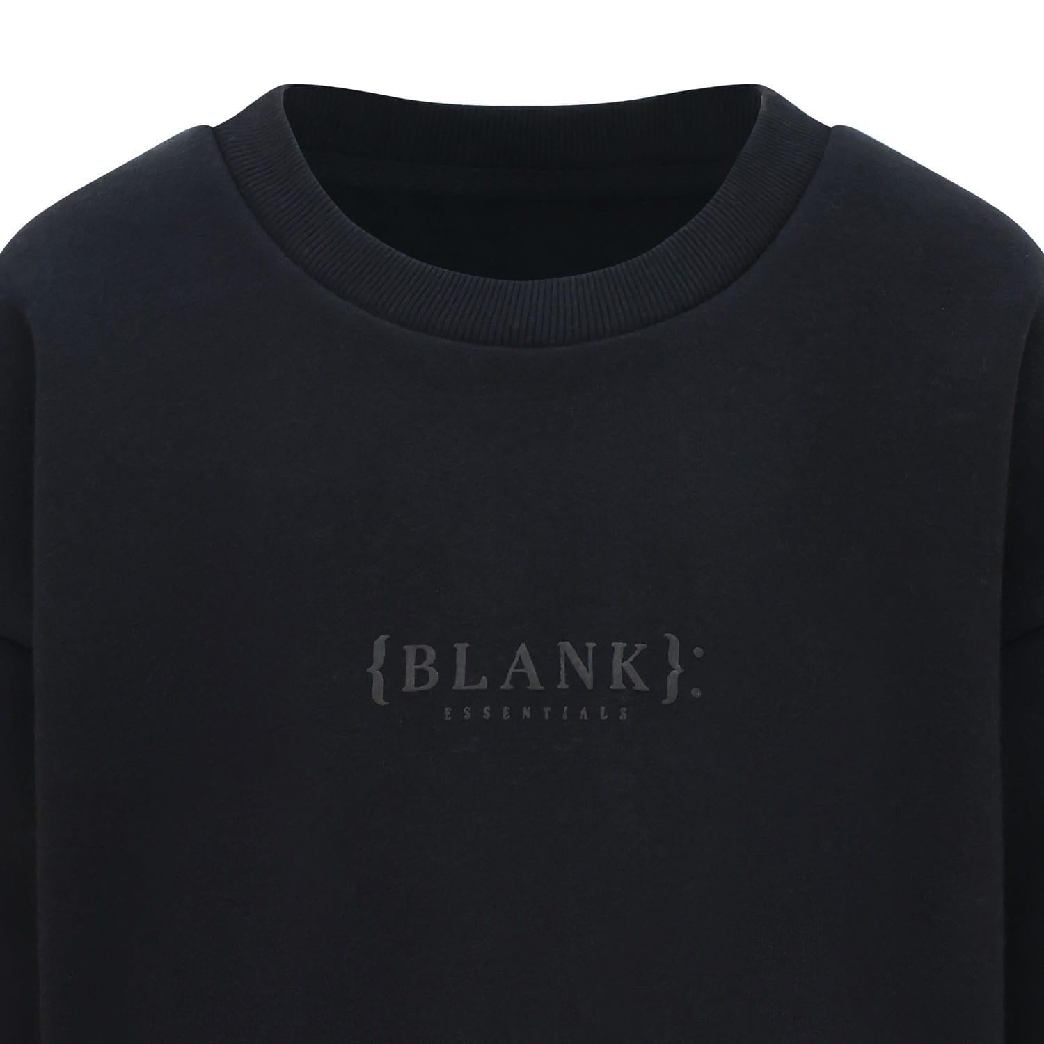 Black - Side - Blank Essentials Childrens-Kids Crew Neck Sweatshirt