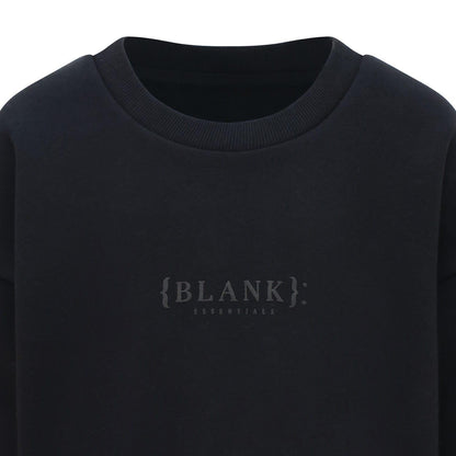 Black - Side - Blank Essentials Childrens-Kids Crew Neck Sweatshirt