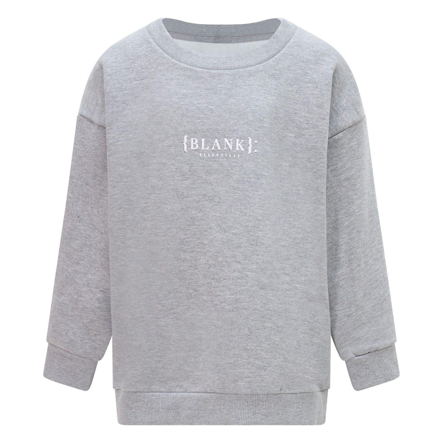 Grey - Front - Blank Essentials Childrens-Kids Crew Neck Sweatshirt