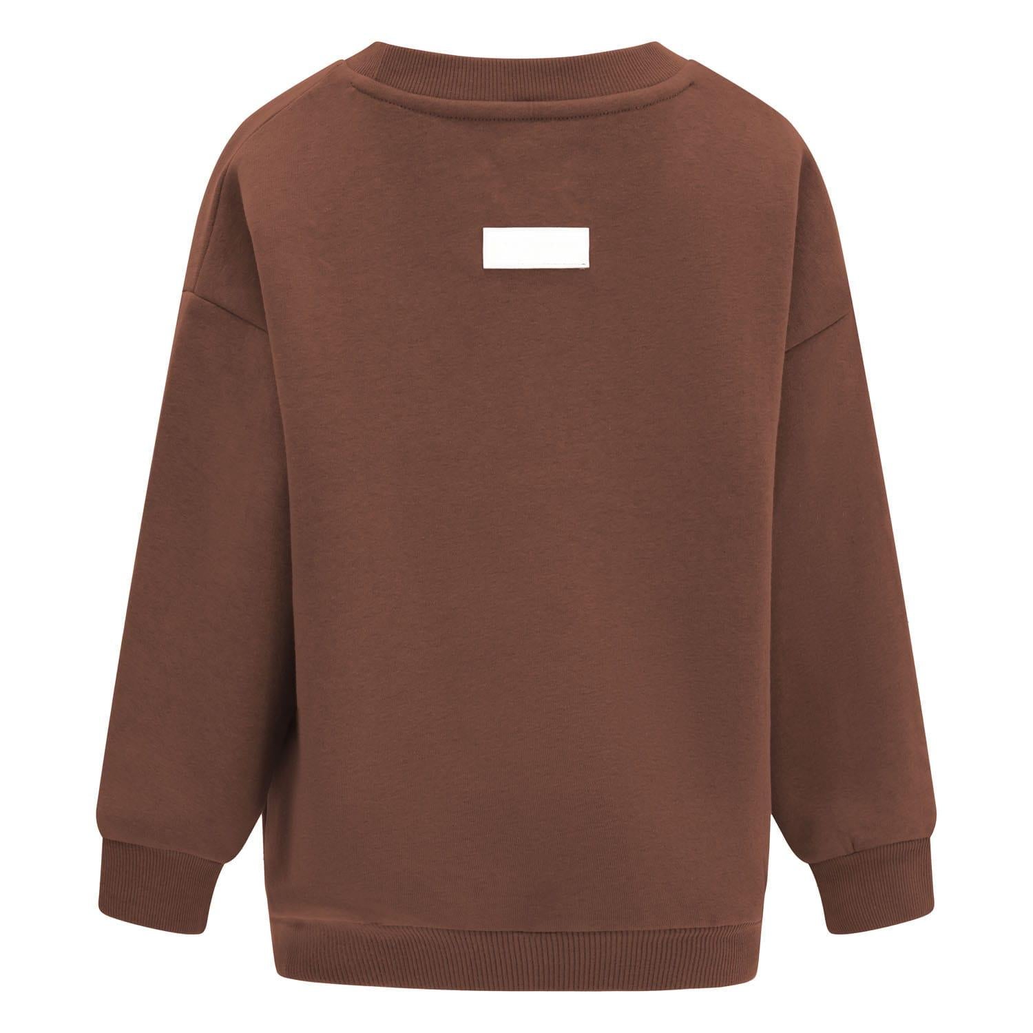 Brown - Back - Blank Essentials Childrens-Kids Crew Neck Sweatshirt