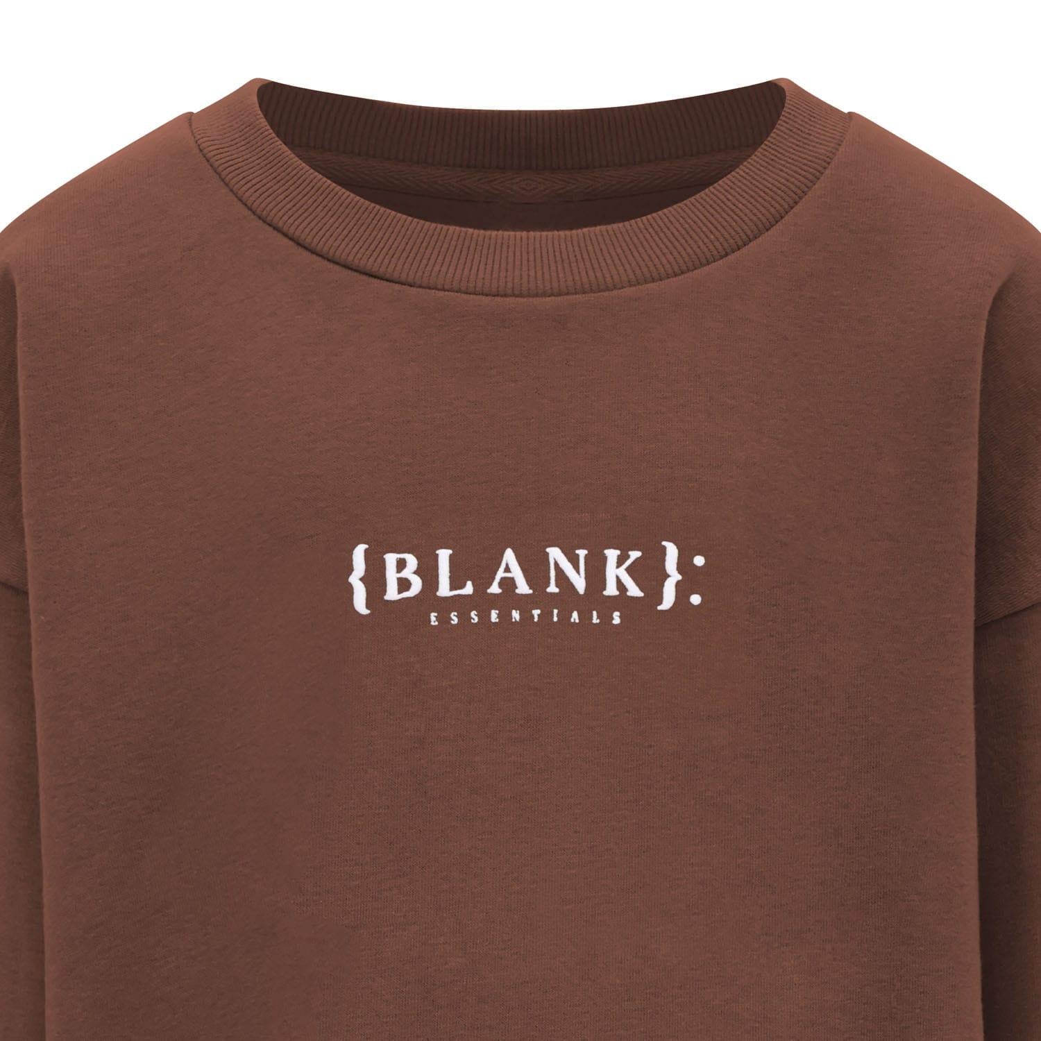 Brown - Side - Blank Essentials Childrens-Kids Crew Neck Sweatshirt