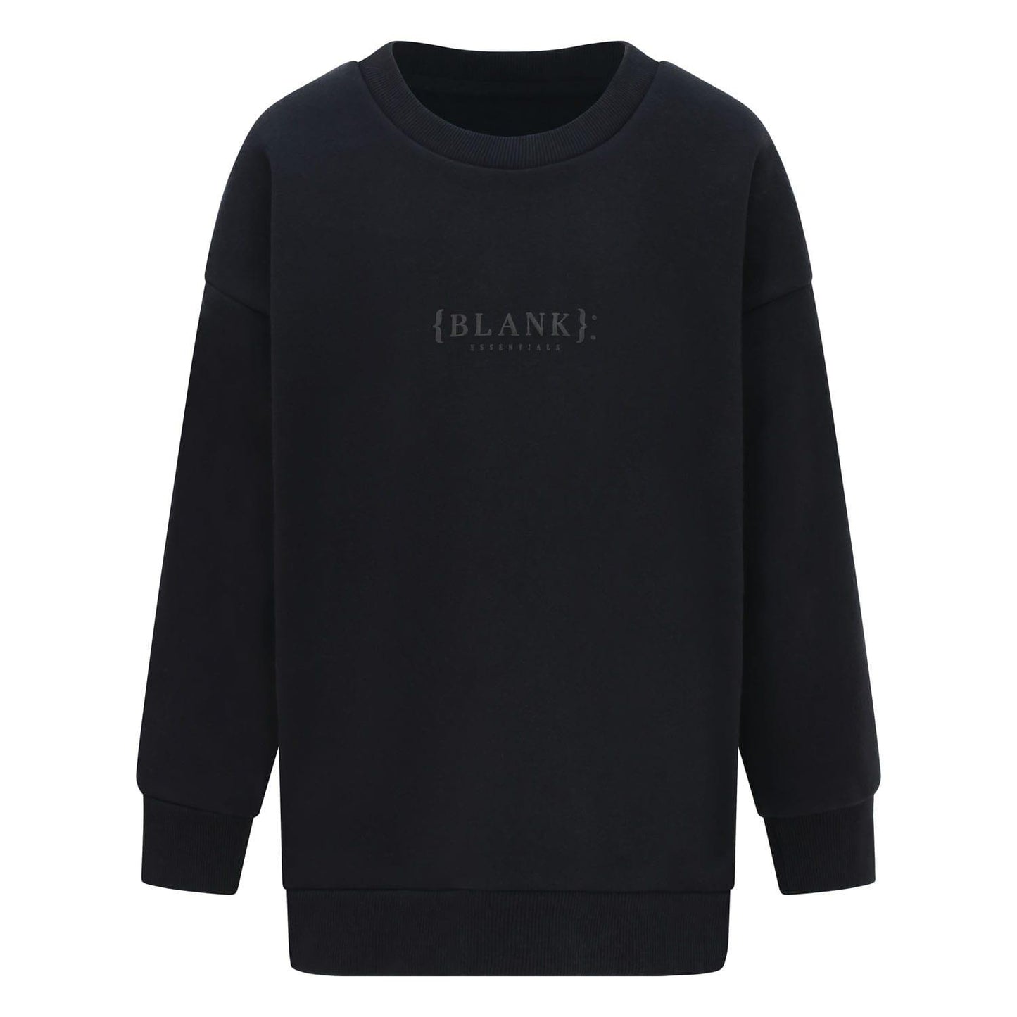Black - Front - Blank Essentials Childrens-Kids Crew Neck Sweatshirt