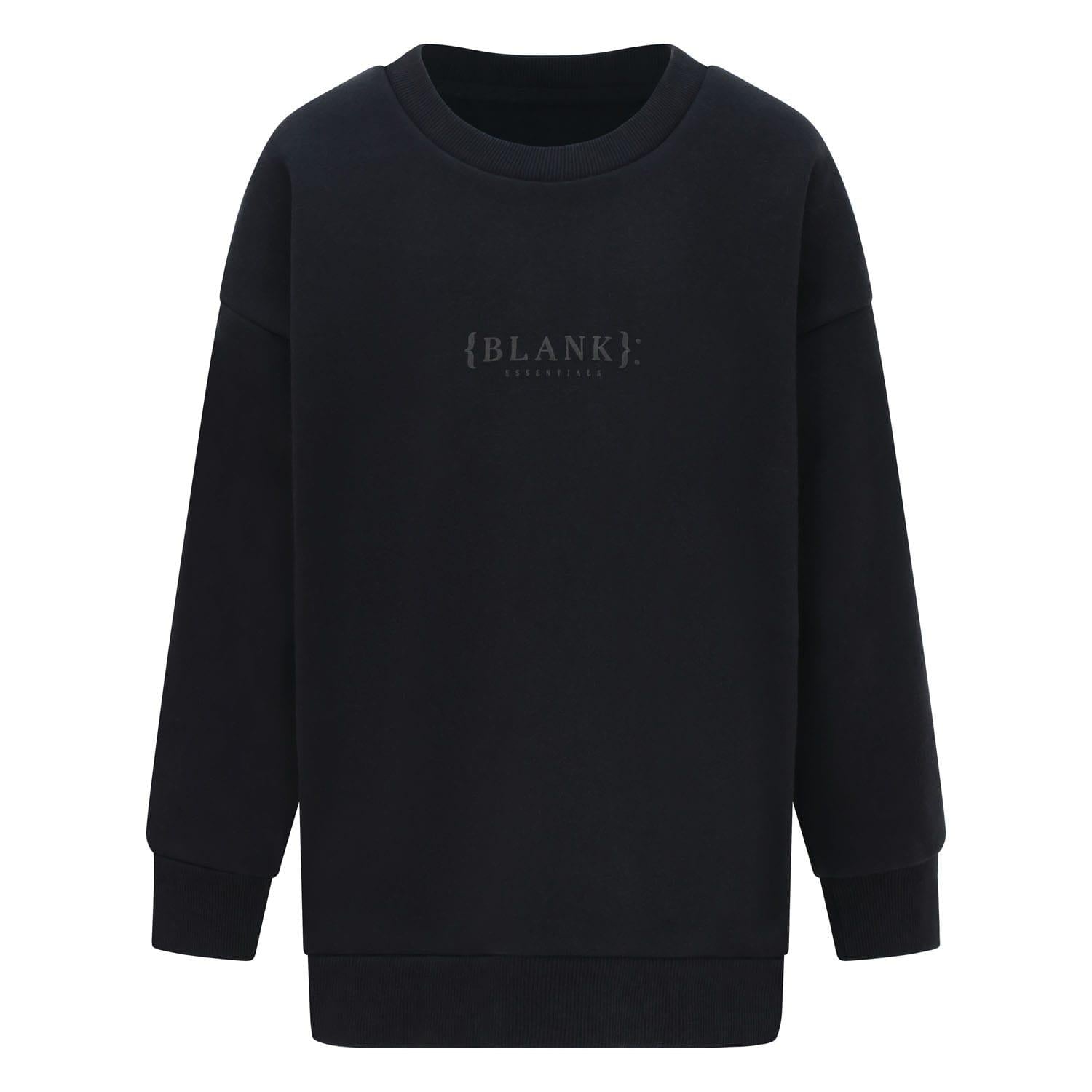 Black - Front - Blank Essentials Childrens-Kids Crew Neck Sweatshirt