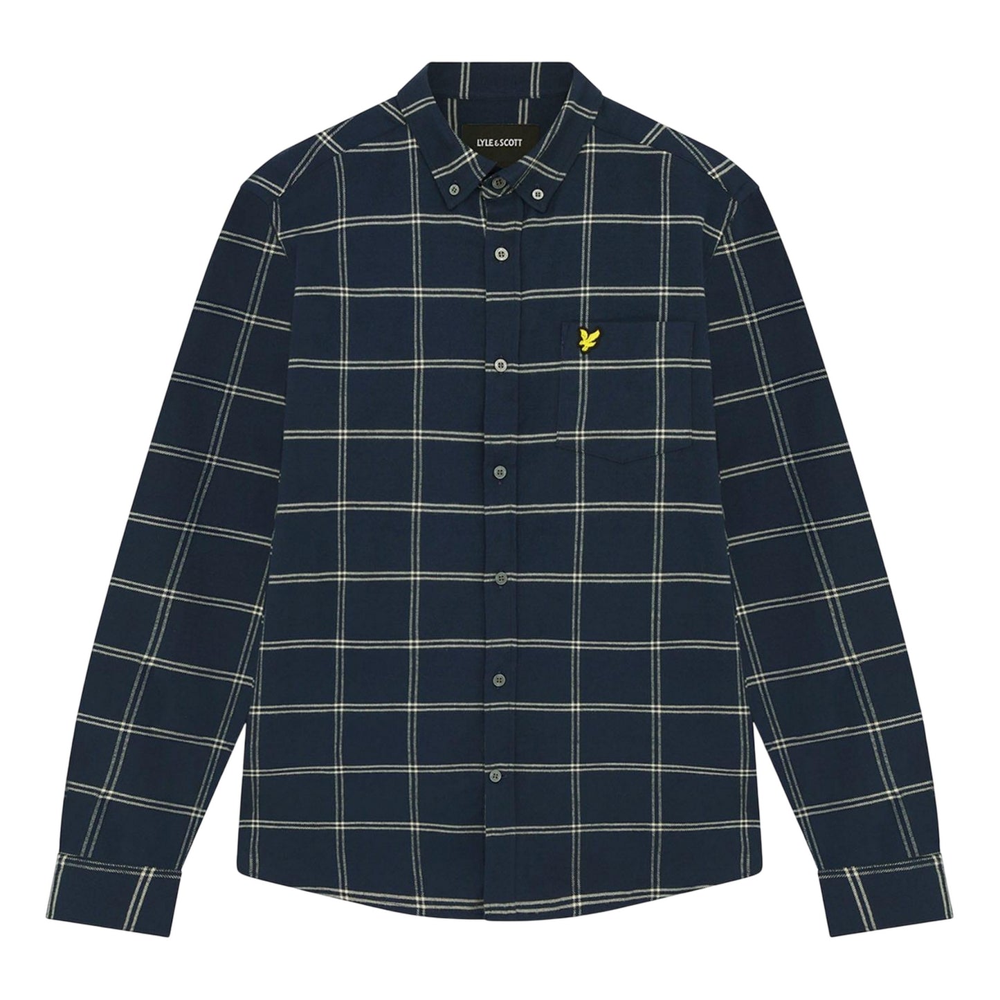 Navy - Front - Lyle & Scott Mens Windowpane Check Shirt