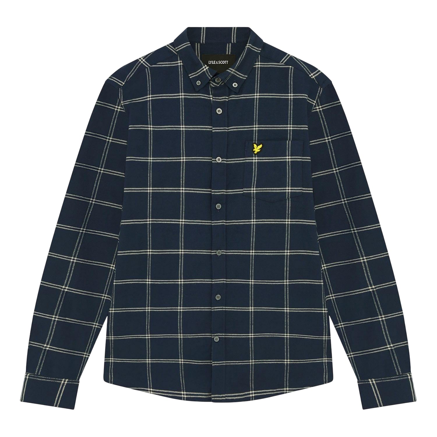 Navy - Front - Lyle & Scott Mens Windowpane Check Shirt