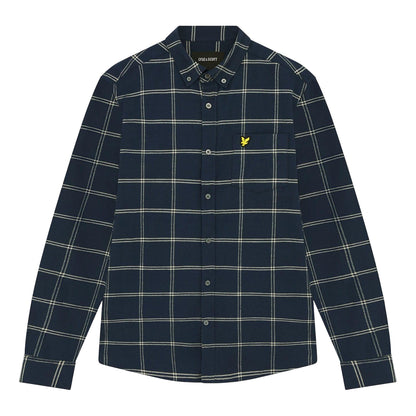 Navy - Front - Lyle & Scott Mens Windowpane Check Shirt