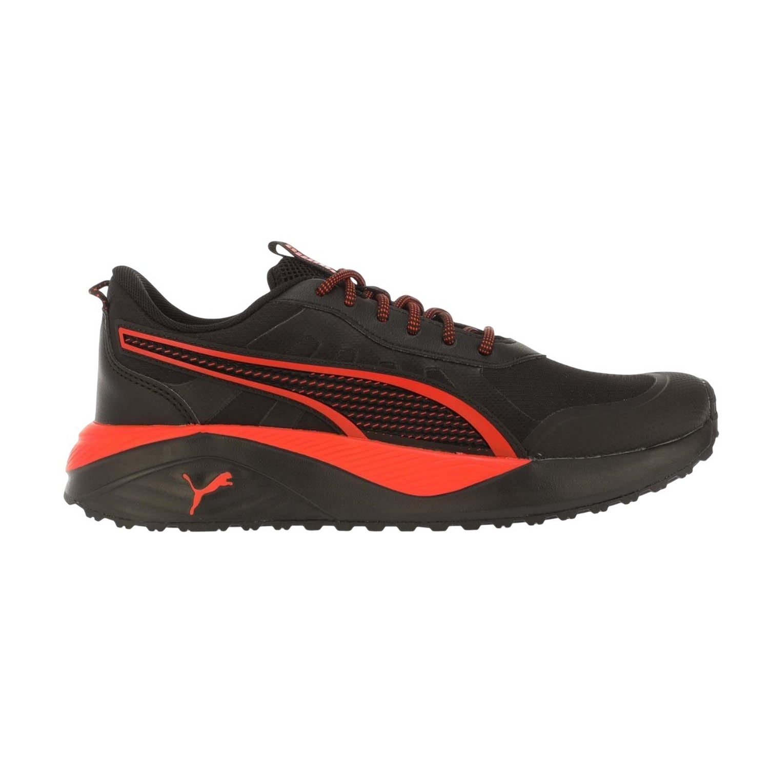 Black-Red - Side - Puma Childrens-Kids Excursion Trainers