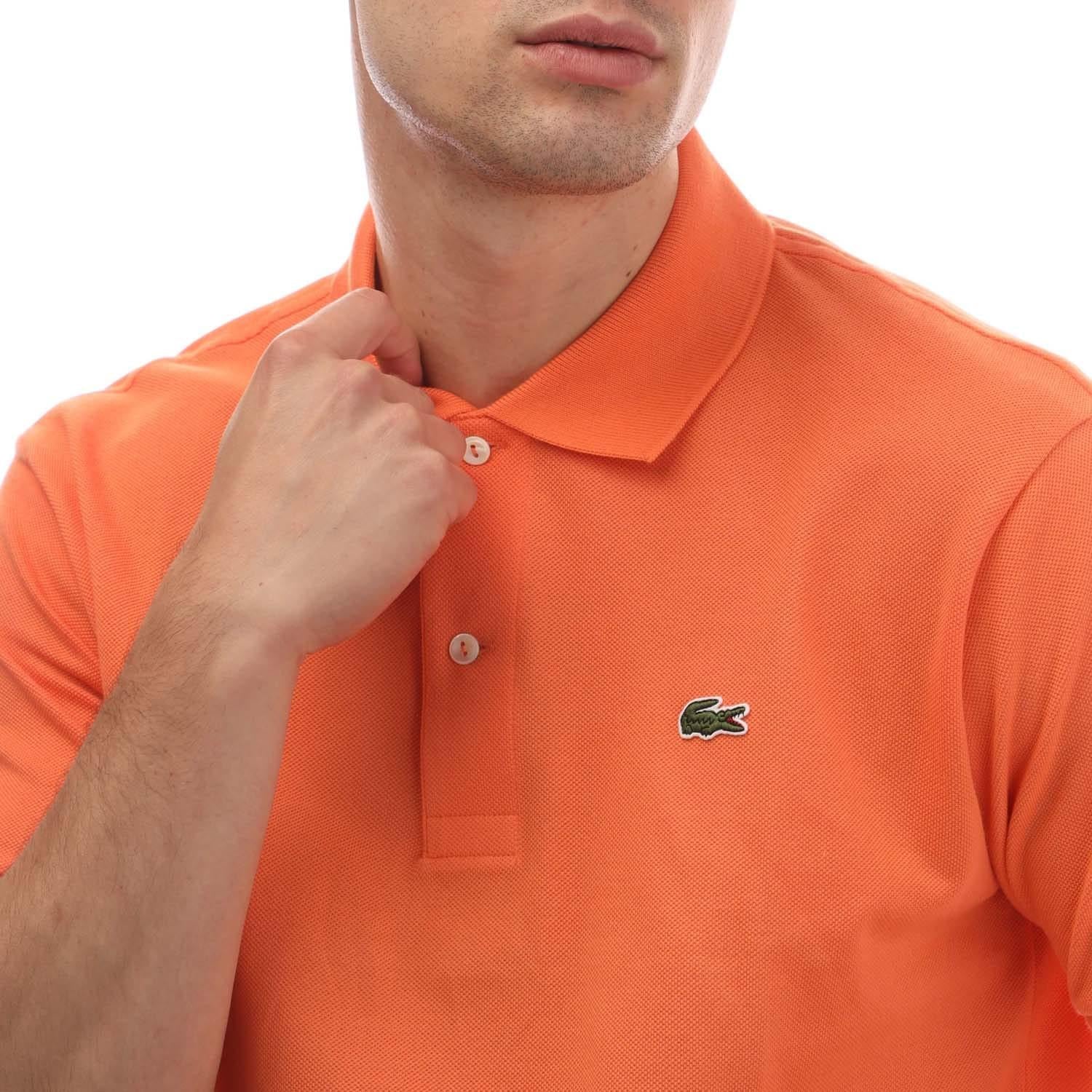 Orange - Side - Lacoste Mens L.12.12 Original Pique Classic Polo Shirt