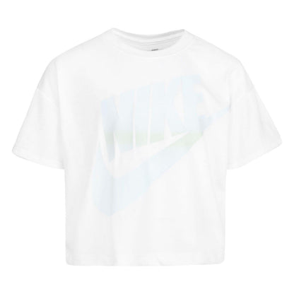 White - Front - Nike Girls Futura Gradient Boxy T-Shirt