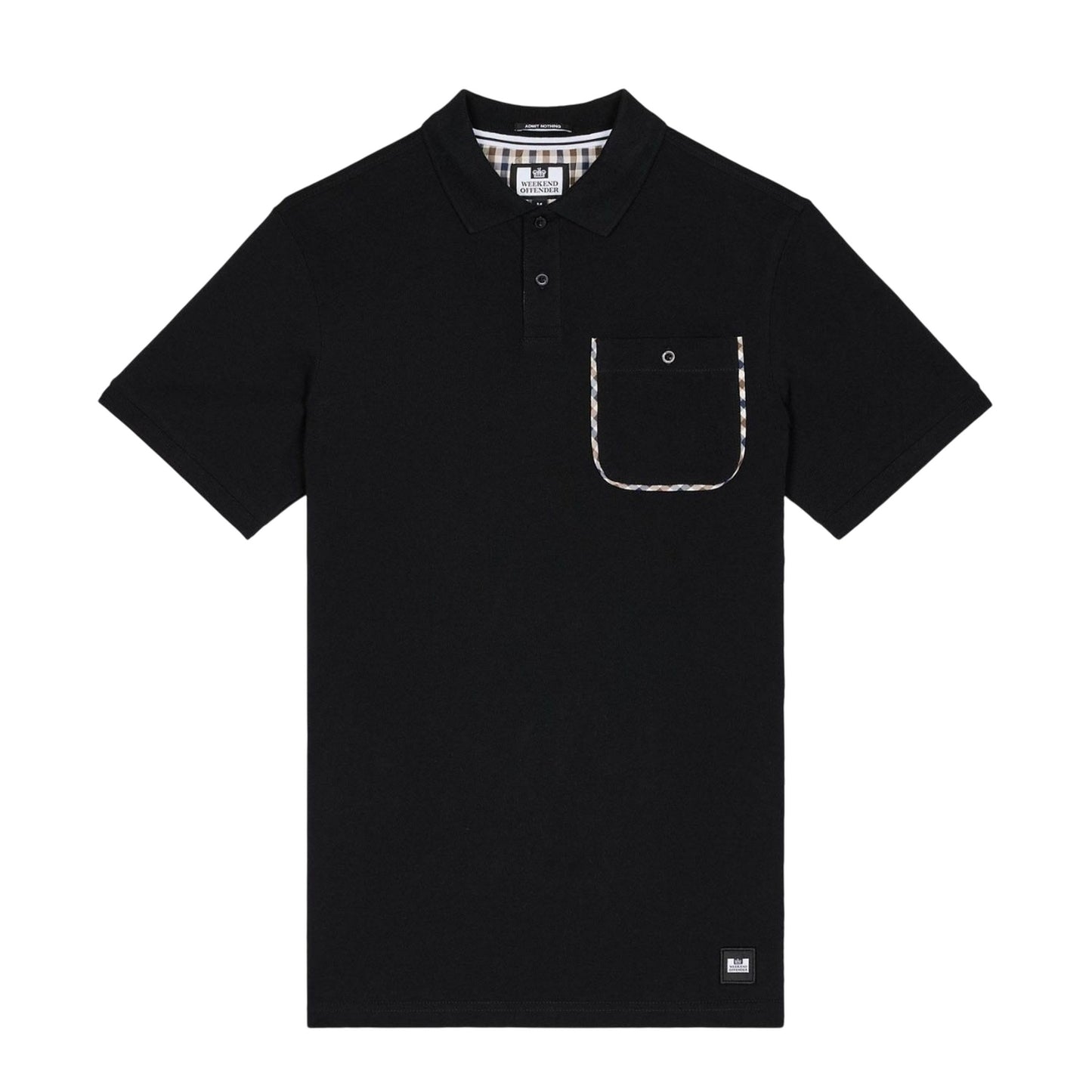 Black - Front - Weekend Offender Mens Spence Checked Polo Shirt