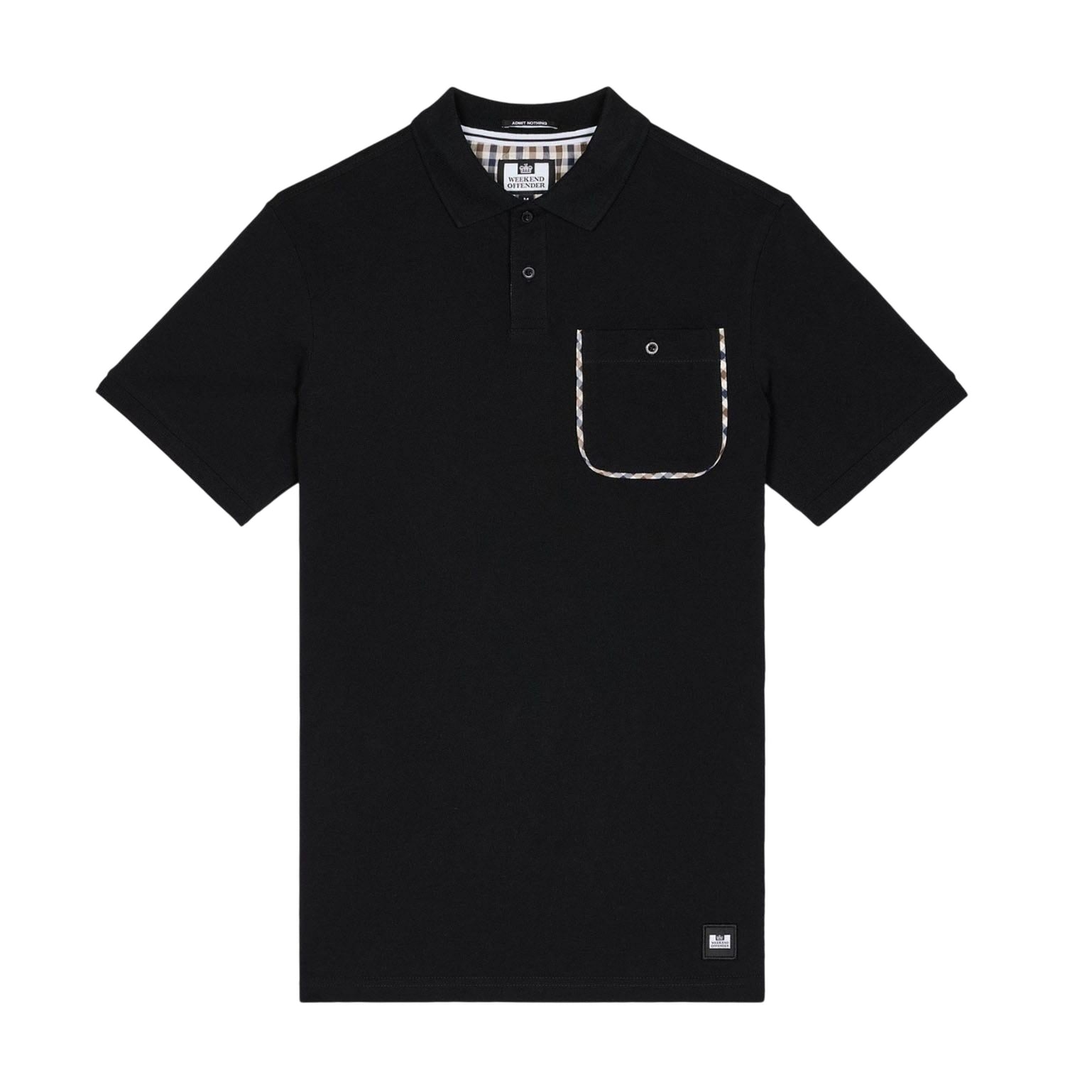 Black - Front - Weekend Offender Mens Spence Checked Polo Shirt