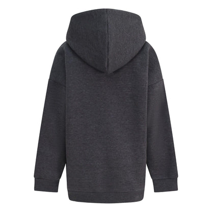 Grey - Back - Blank Essentials Childrens-Kids Fleece Pull Over Hoodie