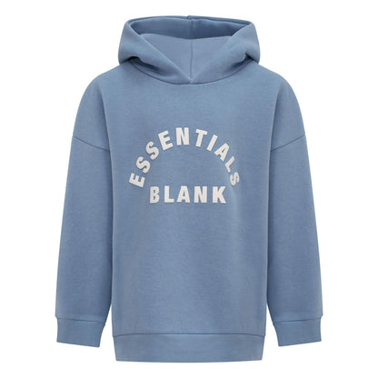 Blue - Front - Blank Essentials Childrens-Kids Fleece Pull Over Hoodie