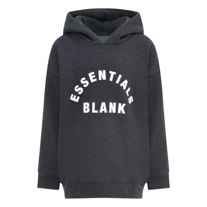 Grey - Front - Blank Essentials Childrens-Kids Fleece Pull Over Hoodie