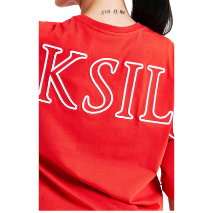 Red - Lifestyle - SikSilk Womens-Ladies Branded Crop T-Shirt
