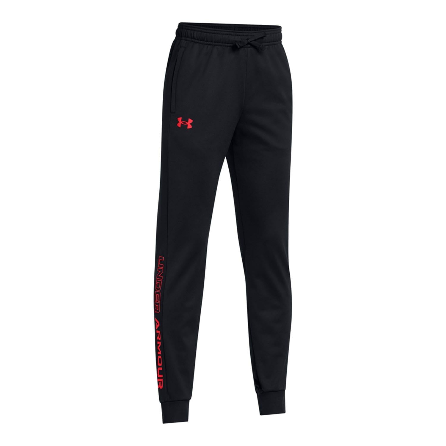 Black - Side - Under Armour Childrens-Kids Brawler 2.0 Tapered Jogging Bottoms