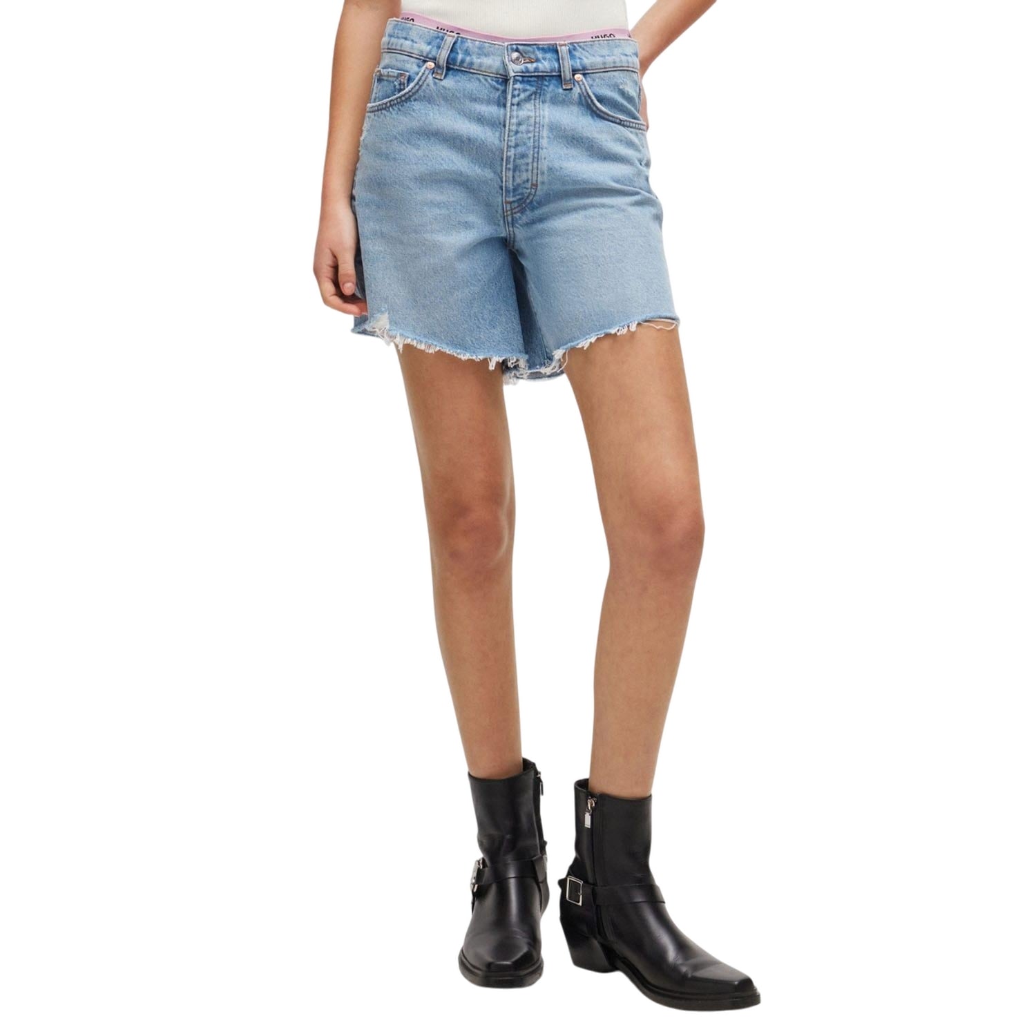 Blue - Lifestyle - Hugo Womens-Ladies Gealea Denim Regular Shorts