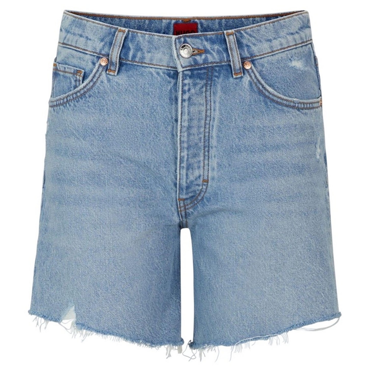 Blue - Front - Hugo Womens-Ladies Gealea Denim Regular Shorts