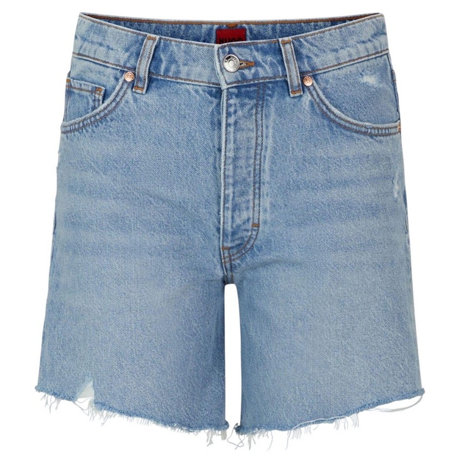 Blue - Front - Hugo Womens-Ladies Gealea Denim Regular Shorts