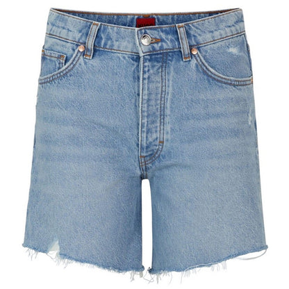 Blue - Front - Hugo Womens-Ladies Gealea Denim Regular Shorts