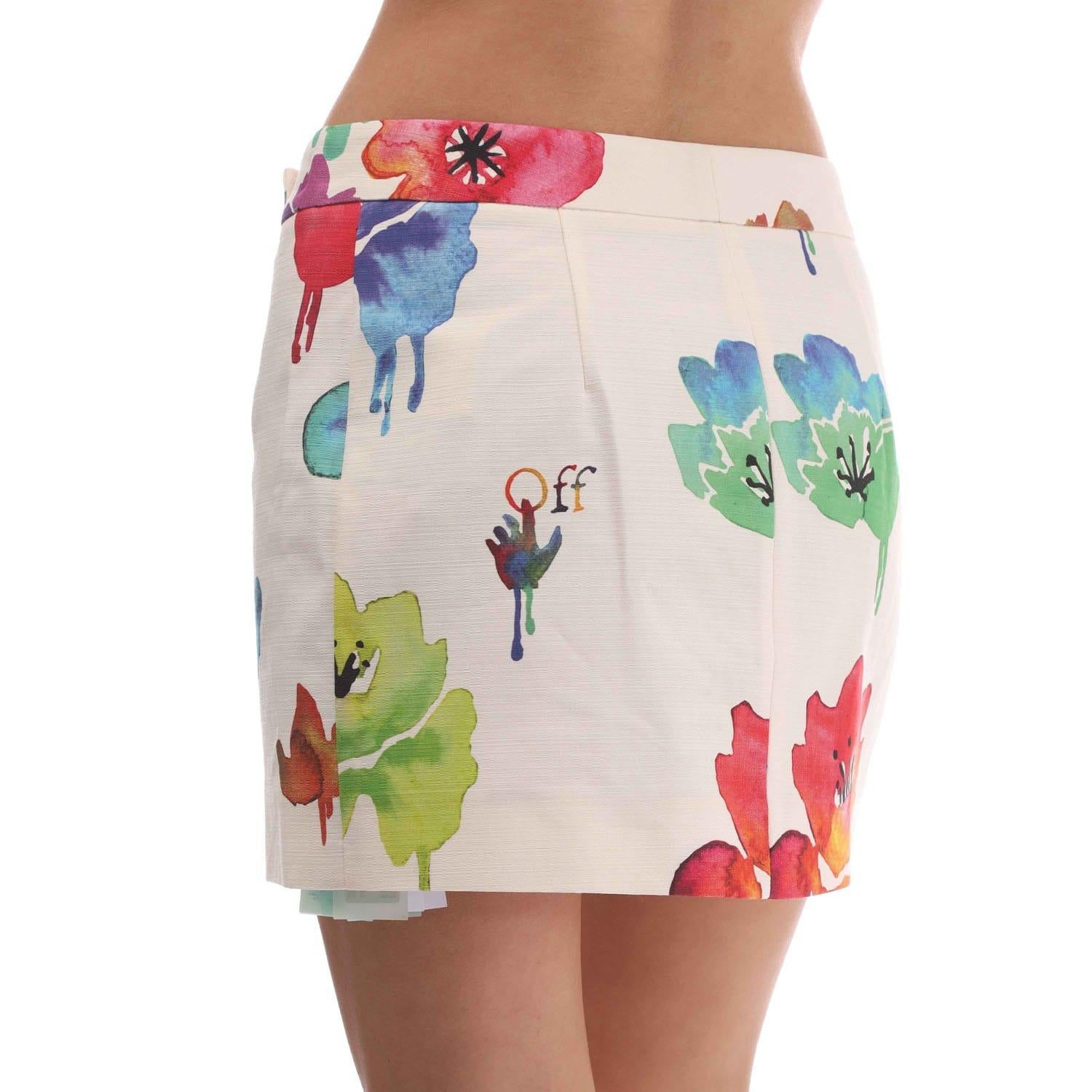 Sand - Back - Off White Womens-Ladies Floral Mini Skirt