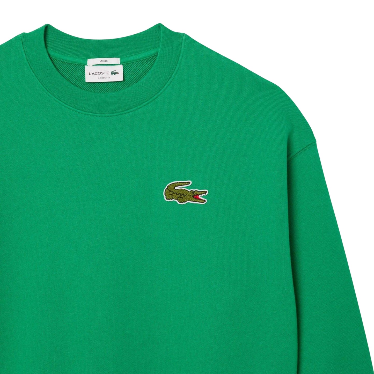 Green - Side - Lacoste Unisex Adult Accent Badge Fleece Loose Fit Sweatshirt